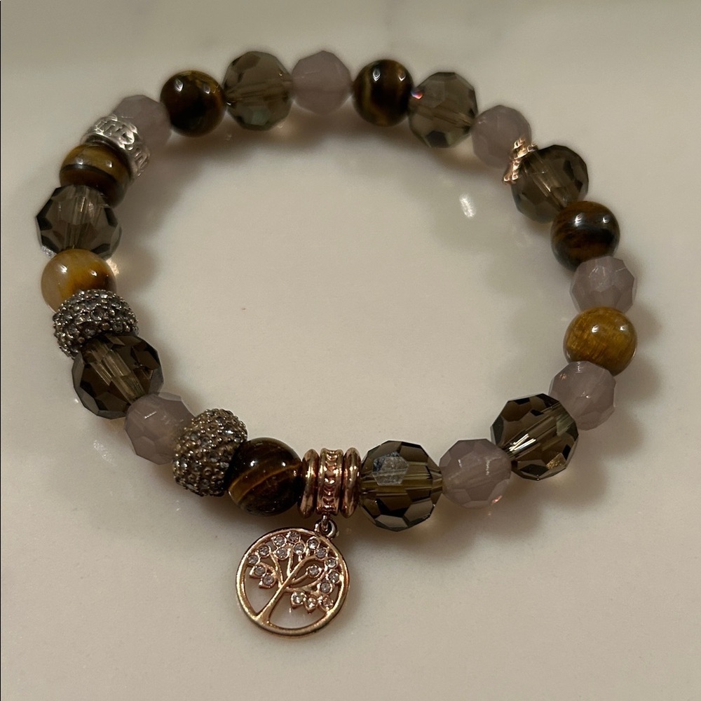 Elegant Beaded Bracelet with Tree Charm